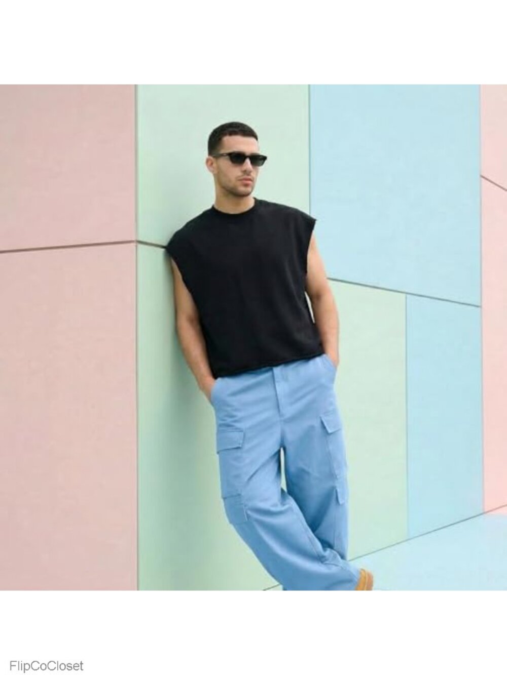 Men's Cropped Boxy 320GSM French Terry Sleeveless Tee Raw Hem Streetwear - Picture 5 of 6